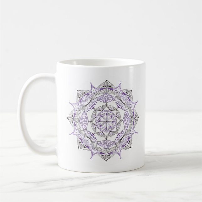 Coffee Mug Original Mandala Design 2-sided Purple (Gauche)