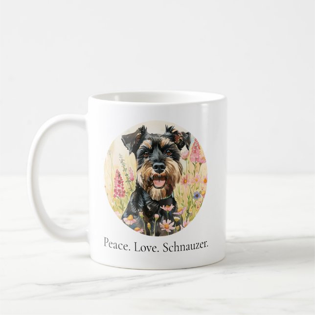 Coffee Mug – Peace Love Schnauzer Dog Mug (Gauche)