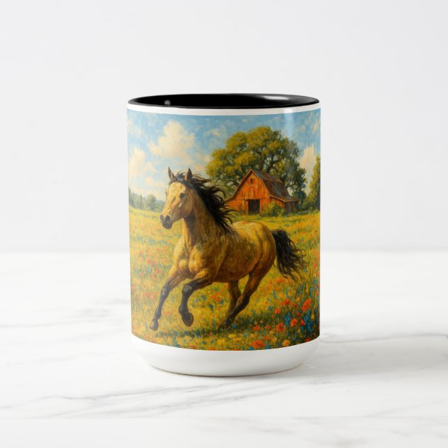 Coffee Mug with Running Horse Original Artwork (Centre)