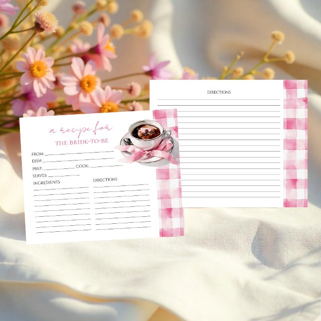 Coffee Pink Bow Bridal Shower Recipe Cards (Créateur téléchargé)