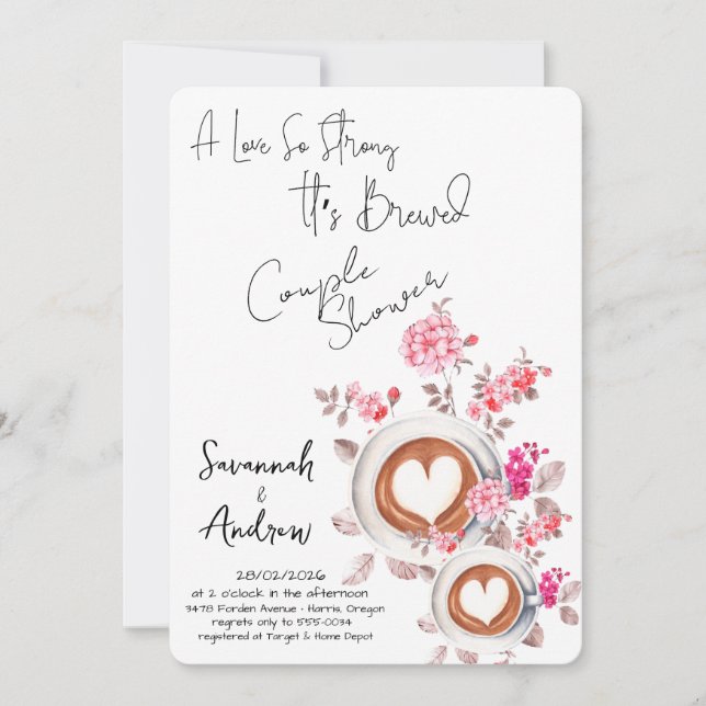 Coffee Themed Couple Shower Invitation (Devant)