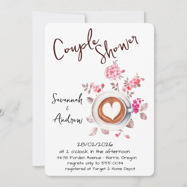 Coffee Themed Couple Shower Invitation (Devant)
