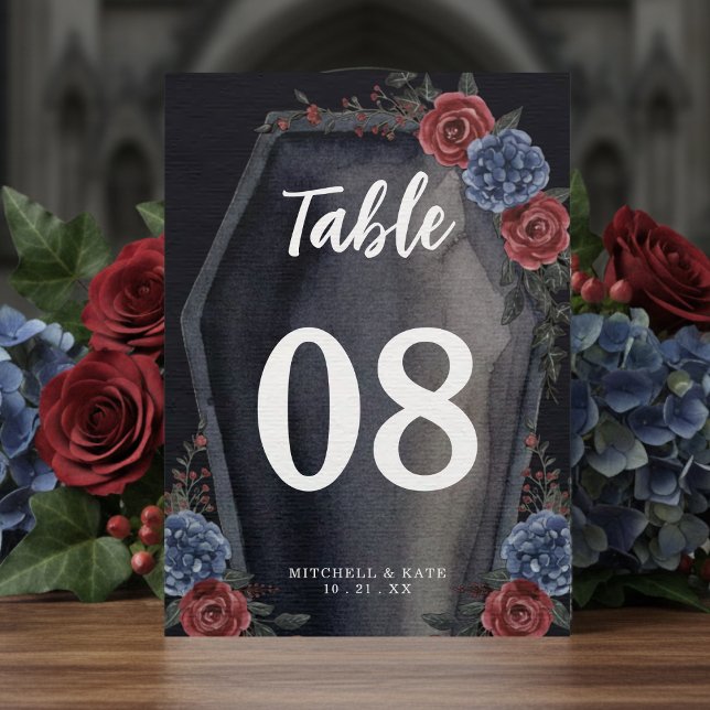 Coffin Floral Gothic Wedding Table Number (Créateur téléchargé)