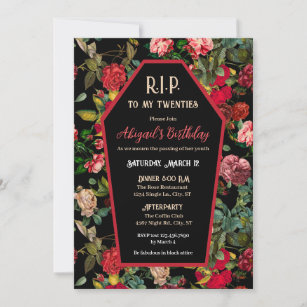 Coffin & Rose R.I.P Invitation de fête d'anniversa