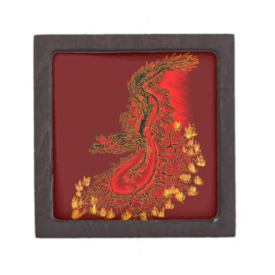 Coffret A Bijoux Chine Dragon rouge et or design
