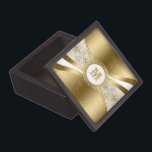 Coffret A Bijoux Damas géométriques blanc et or<br><div class="desc">Elégant monogramed blanc et or tonalités damas florales avec bandes dynamiques géométriques.</div>