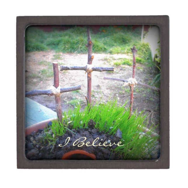 Coffret A Bijoux "Je crois" 3 croix (Devant)