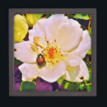 Coffret A Bijoux Le scarabée japonais sur la rose blanche<br><div class="desc">Belle photo d'un scarabée japonais sur Rose jaune blanche par l'artiste Sandra Marie Closs. Ajoutez votre propre texte, nom ou monogramme pour créer le produit parfait pour toute occasion. Mariage, fête de mariée jardin, sympathie, anniversaire, baby shower, toute célébration ou juste pour rendre votre journée un peu plus agréable. floral,...</div>