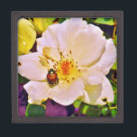 Coffret A Bijoux Le scarabée japonais sur la rose blanche<br><div class="desc">Belle photo d'un scarabée japonais sur Rose jaune blanche par l'artiste Sandra Marie Closs. Ajoutez votre propre texte, nom ou monogramme pour créer le produit parfait pour toute occasion. Mariage, fête de mariée jardin, sympathie, anniversaire, baby shower, toute célébration ou juste pour rendre votre journée un peu plus agréable. floral,...</div>