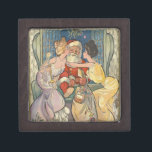 Coffret A Bijoux Père Noël Kissing Vintage Christmas Card<br><div class="desc">Père Noël kiss est une illustration vintage de Noël basée sur une couverture de magazine de 1902. Cette image montre le Père Noël entrant par la fenêtre, avec un gros sac père Noël de jouets à la main. Il est rencontré par deux belles femmes victoriennes qui lui donnent un gros...</div>