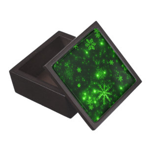 Coffret A Bijoux Snowflakes with Green Background