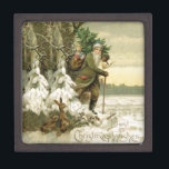 Coffret A Bijoux Vintage Père Noël Noël Victorien<br><div class="desc">C'est Noël ! Pour des vacances très démodées,  cette image vintage est d'une carte postale victorienne,  montrant le Père Noël avec son nouvel arbre de Noël.</div>