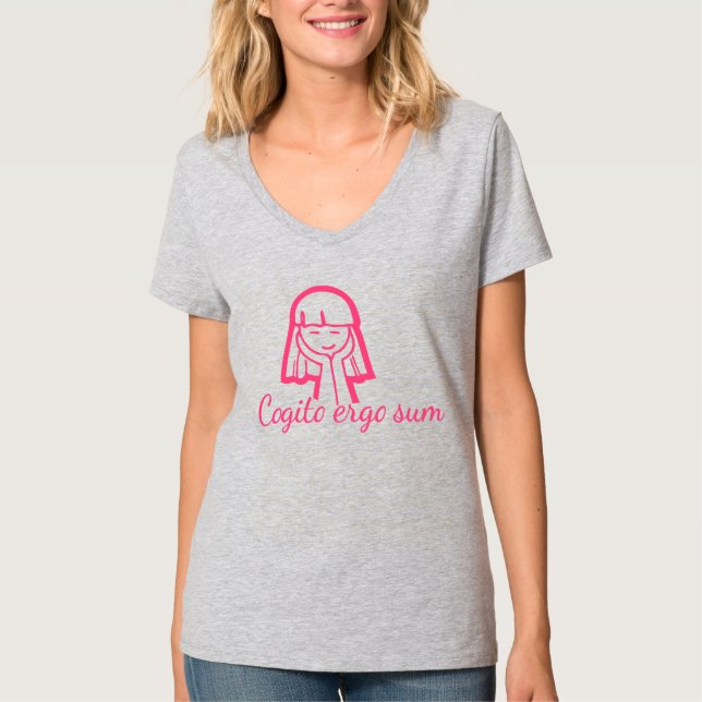 Cogito ergo somme à penser fille t-shirt rose (Devant)