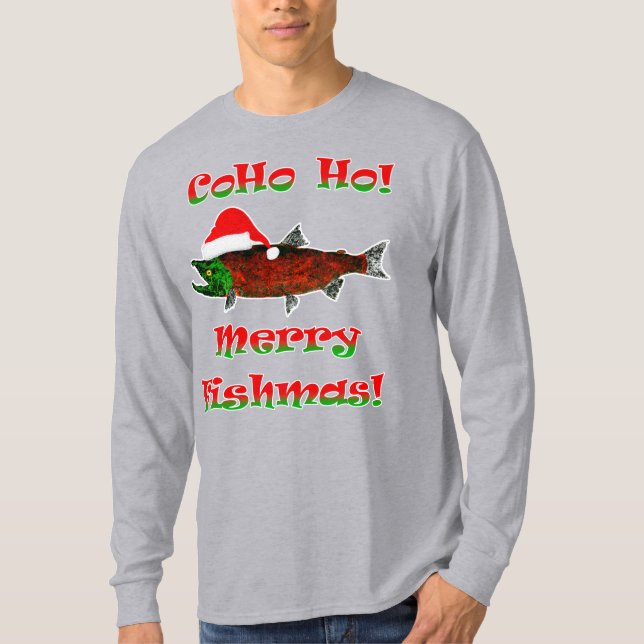 Coho Ho !  Fishmas - T-shirt manches longues pour  (Devant)