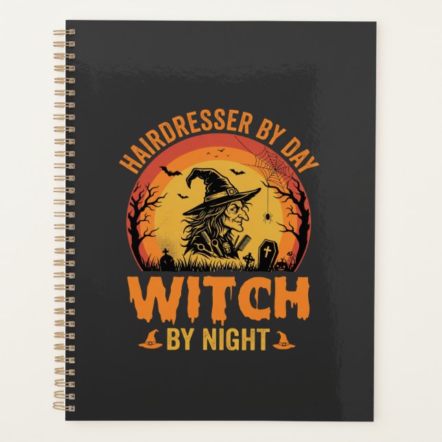 Coiffeur de jour sorcière de nuit Design Halloween (Devant)