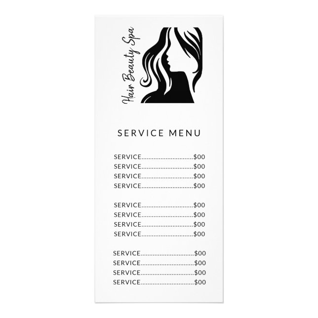 Coiffeur élégant logo blanc noir menu service (Devant)