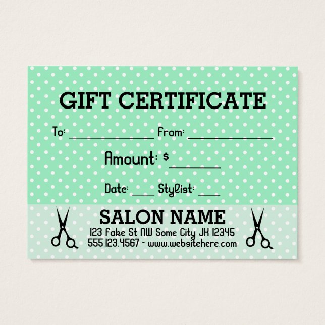 coiffeuse coiffeuse styliste carte cadeau certific (Dos)
