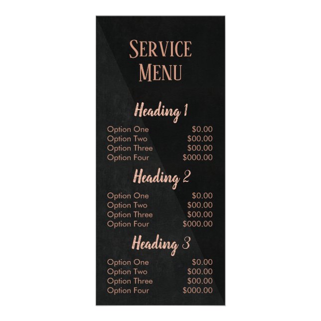Coiffeuse moderne rose or salon service menu (Devant)