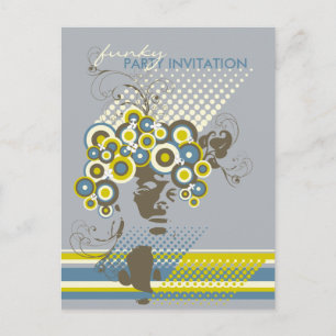 Coiffure Funky Bloom *04 Party Invitation Postcard