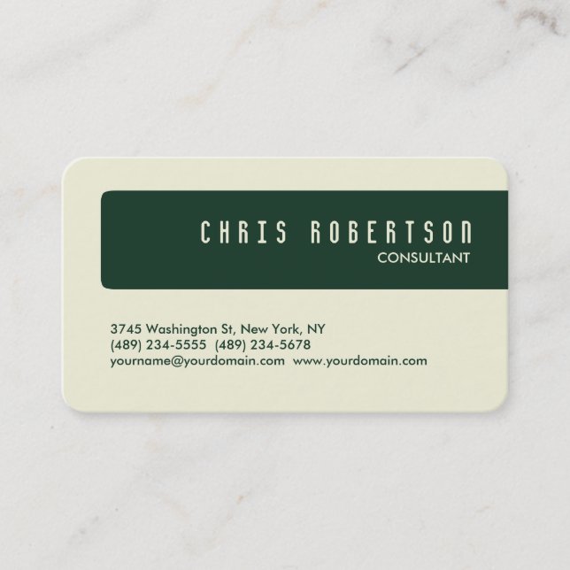 Coin arrondi Phthalo Vert Carte de visite beige (Devant)