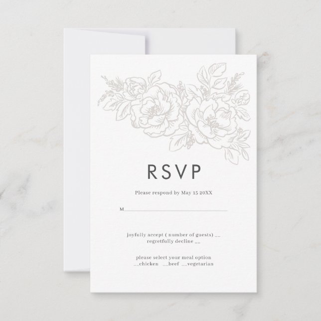 Coin de fleurs élégant design RSVP de mariage (Devant)