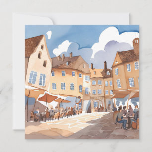 Coin de ville européenne Carte de peinture à l'a
