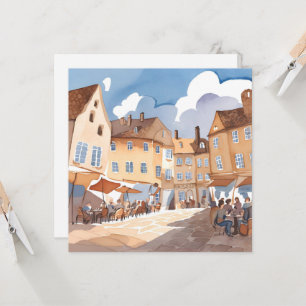 Coin de ville européenne   Carte de peinture à l'a