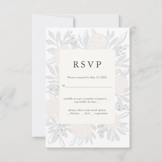 Coin élégant de mariage RSVP Flower corner (Devant)