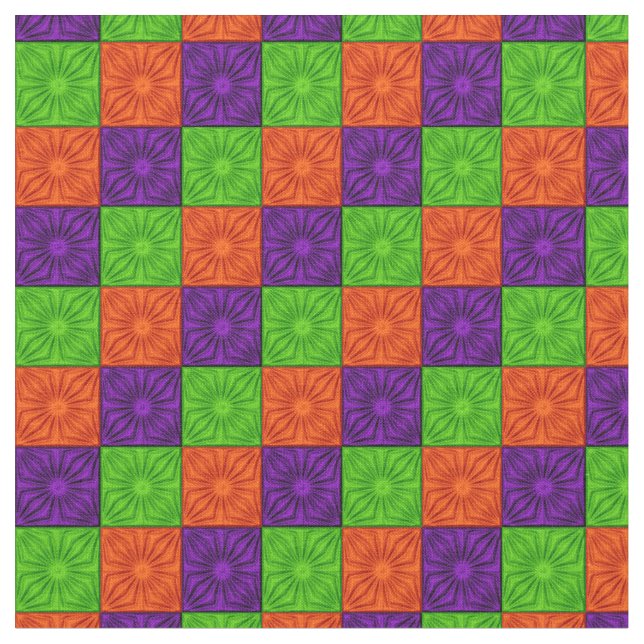 Coins Agréés, Orange Purple Vert-Zazzle Tissu (Fermer)