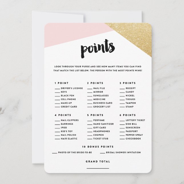 Coins | Cartes de points pour sac de mariage (Devant)