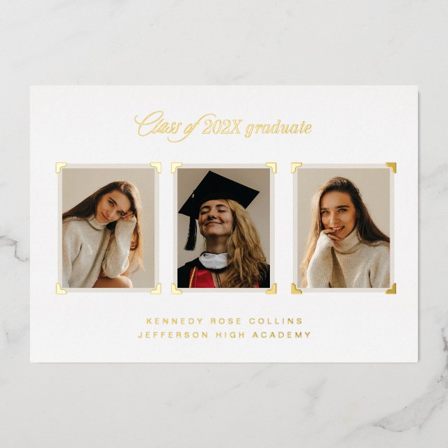Coins de l'album d'or Faire-part de graduation pho (Recto)