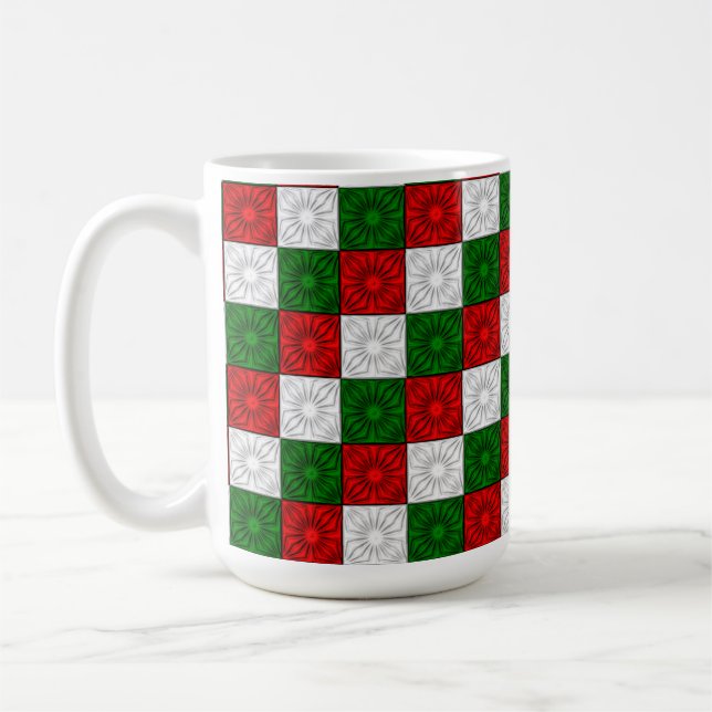 Coins plissés - Rouge-Blanc-Vert 15oz CAFÉ MUG (Gauche)