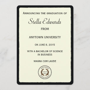 Coins ronds de faire-part classique d'obtention du