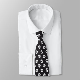 Col blanc crâne Halloween cravate motif design 