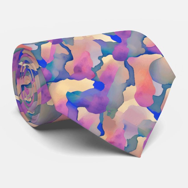 Col cravate à motif aquarelle multicolore (Roulé)