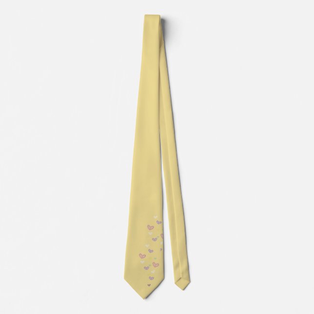 Col cravate à motif de cœur jaune doux (Devant)