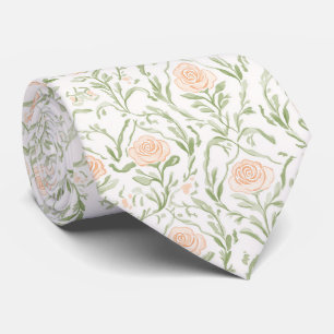 Col cravate à motif de roses pêche à l'aquarelle