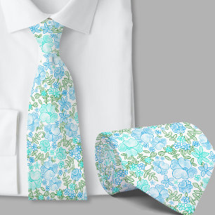Col cravate à motif floral sarcelle élégant
