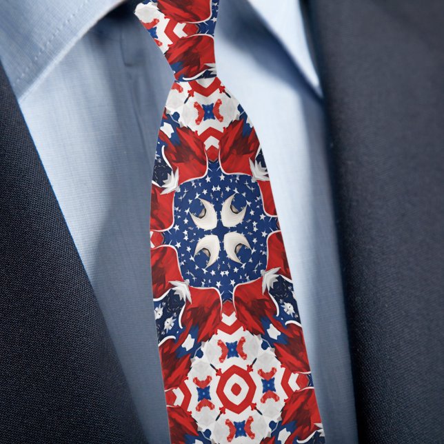 Col cravate à motif kaléidoscope Rouge Blanc et Bl (Créateur téléchargé)