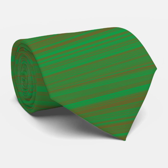 Col cravate à motif rayé vert marron (Roulé)