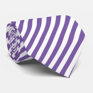 Col cravate à motif rayure violet blanc