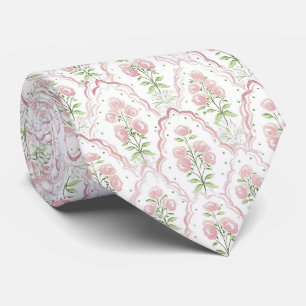 Col cravate à motif roses aquarelle