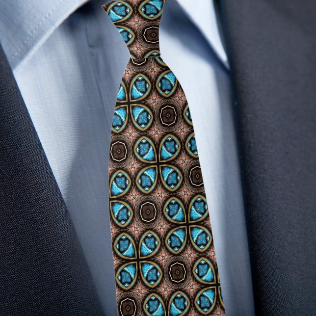 Col cravate à motif X marron et bleu (Créateur téléchargé)