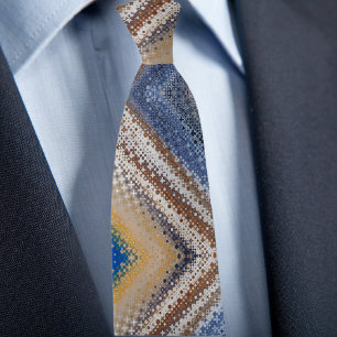 Col cravate à motif zig zag multicolore