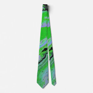 Col cravate abstraite rayée vert gris 3