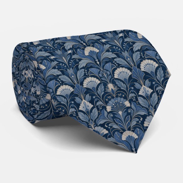 Col cravate Art déco à thème bleu (Roulé)