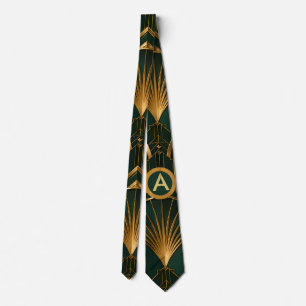Col cravate Art déco vert émeraude et or Gatsby