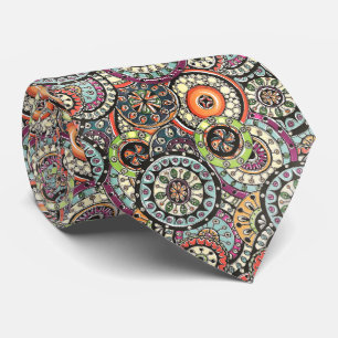Col cravate avec motif floral abstrait coloré