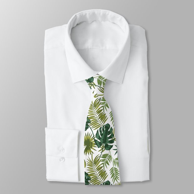 Col cravate avec un motif de feuilles tropicales (Créateur téléchargé)
