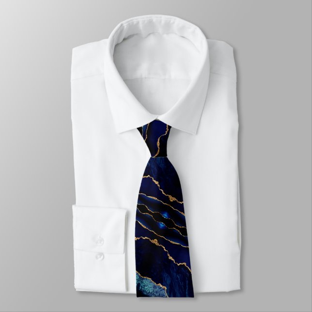 Col cravate bleu marine or paillettes dorées (Attaché)